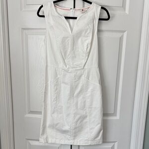 Boden White Canvas Sleeveless Shift Dress
